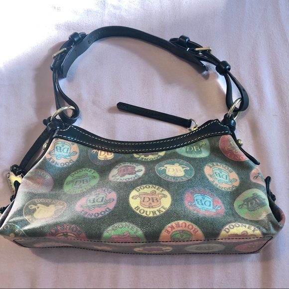 Dooney & Bourke Black/Multicolor Coin Logo Canvas Handbag - Picture 2 of 15